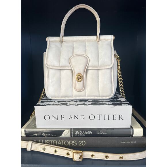 Coach Willis Top Handle 18 Quilted Women's Bag - Brass/Chalk (C3844) White - Picture 1 of 11